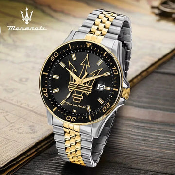 Luxury Maserati Watches Men's Luxury Fashion Trends in Europe and America Luminous Gold Steel Strap. Ideal Present
